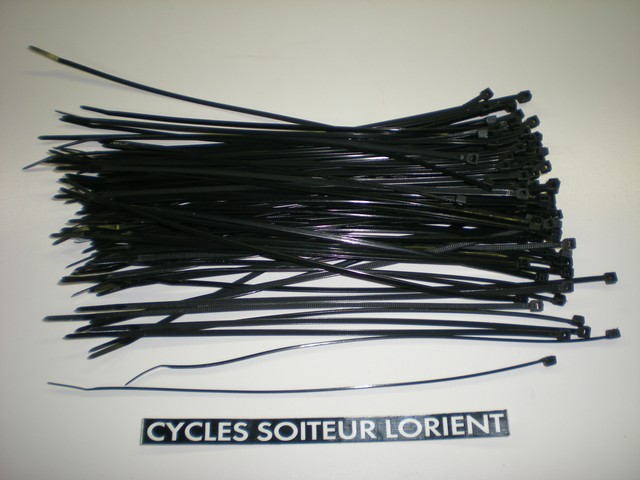 Collier RISLAN noir 2.6 x 200 mm ( x 100 )  Cycles Soiteur Lorient SYM  BENELLI ORCAL KEEWAY RIEJU EASY-WATTS pieces detachees